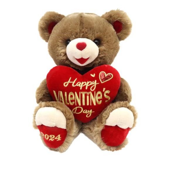 Valentine's Day Brown Sweetheart Teddy Bear Plush Toy, 15", by Way To Celebrate - Picture 1 of 6